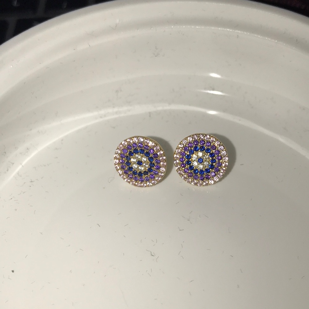multicolored rhinestone earrings